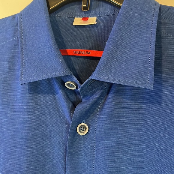 Signum Mens Tencel and Linen Button Up Short Sleeve Shirt - Picture 2 of 8